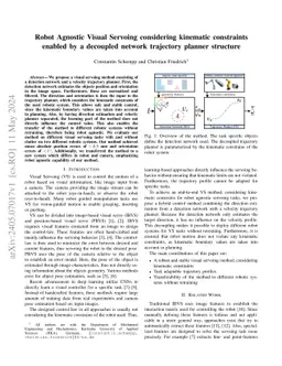 Robot Agnostic Visual Servoing considering kinematic constraints enabled
  by a decoupled network trajectory planner structure