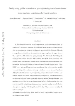 Deciphering public attention to geoengineering and climate issues using
  machine learning and dynamic analysis