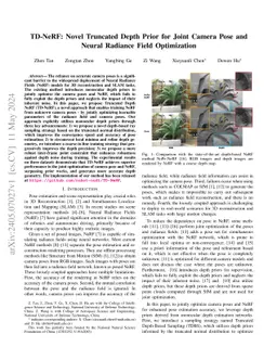 TD-NeRF: Novel Truncated Depth Prior for Joint Camera Pose and Neural
  Radiance Field Optimization