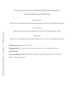 Towards Context-Aware Modeling of Situation Awareness in Conditionally
  Automated Driving