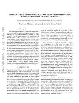 Diffusion models as probabilistic neural operators for recovering
  unobserved states of dynamical systems