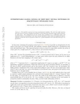 Interpretable global minima of deep ReLU neural networks on sequentially separable data