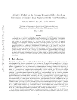 Adaptive-TMLE for the Average Treatment Effect based on Randomized Controlled Trial Augmented with Real-World Data