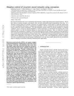 Adaptive control of recurrent neural networks using conceptors