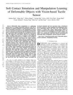 Soft Contact Simulation and Manipulation Learning of Deformable Objects
  with Vision-based Tactile Sensor