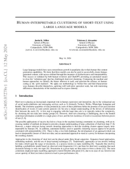 Human-interpretable clustering of short-text using large language models