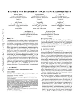 Learnable Item Tokenization for Generative Recommendation