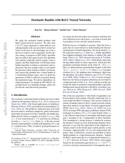 Stochastic Bandits with ReLU Neural Networks