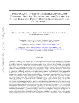 PotatoGANs: Utilizing Generative Adversarial Networks, Instance Segmentation, and Explainable AI for Enhanced Potato Disease Identification and Classification