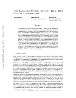 Can Language Models Explain Their Own Classification Behavior?
