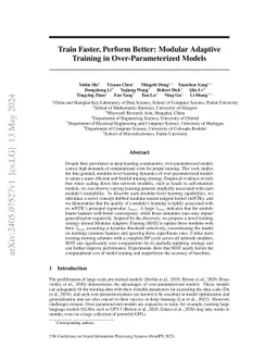 Train Faster, Perform Better: Modular Adaptive Training in
  Over-Parameterized Models