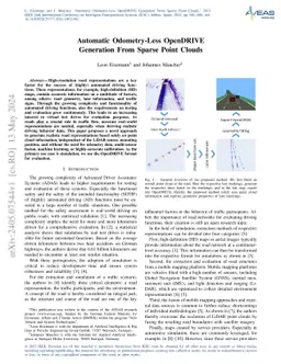 Automatic Odometry-Less OpenDRIVE Generation From Sparse Point Clouds