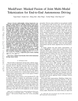 MaskFuser: Masked Fusion of Joint Multi-Modal Tokenization for
  End-to-End Autonomous Driving