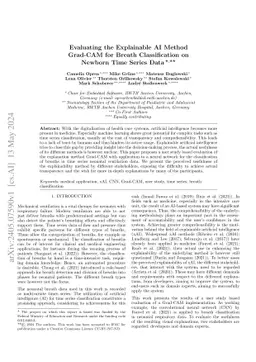 Evaluating the Explainable AI Method Grad-CAM for Breath Classification
  on Newborn Time Series Data