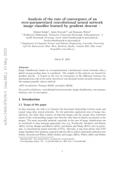 Analysis of the rate of convergence of an over-parametrized
  convolutional neural network image classifier learned by gradient descent