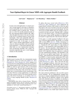 Near-Optimal Regret in Linear MDPs with Aggregate Bandit Feedback