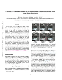 CDFormer:When Degradation Prediction Embraces Diffusion Model for Blind
  Image Super-Resolution