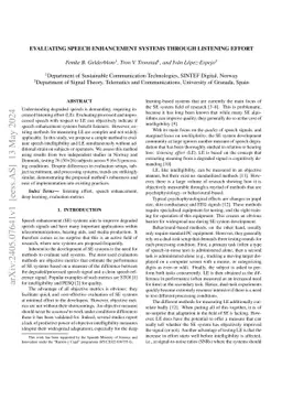 Evaluating Speech Enhancement Systems Through Listening Effort