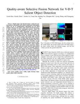 Quality-aware Selective Fusion Network for V-D-T Salient Object
  Detection