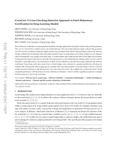 CrossCert: A Cross-Checking Detection Approach to Patch Robustness
  Certification for Deep Learning Models