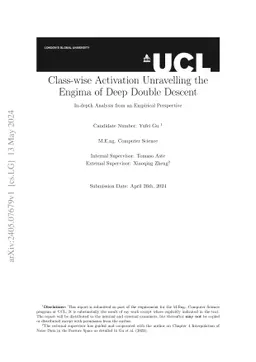 Class-wise Activation Unravelling the Engima of Deep Double Descent