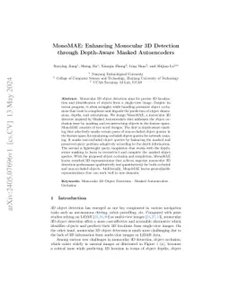 MonoMAE: Enhancing Monocular 3D Detection through Depth-Aware Masked
  Autoencoders