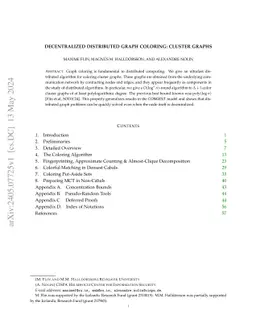 Decentralized Distributed Graph Coloring: Cluster Graphs