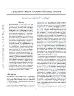 A Comprehensive Analysis of Static Word Embeddings for Turkish