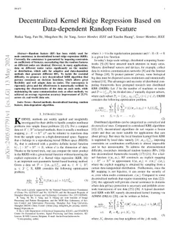Decentralized Kernel Ridge Regression Based on Data-Dependent Random
  Feature