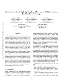 NutritionVerse-Direct: Exploring Deep Neural Networks for Multitask
  Nutrition Prediction from Food Images