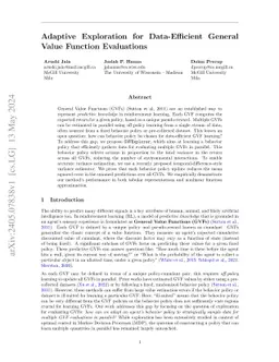 Adaptive Exploration for Data-Efficient General Value Function
  Evaluations