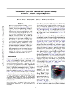Constrained Exploration via Reflected Replica Exchange Stochastic
  Gradient Langevin Dynamics