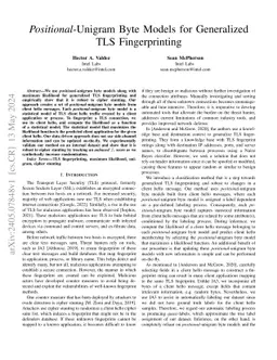 Positional-Unigram Byte Models for Generalized TLS Fingerprinting
