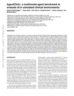 AgentClinic: a multimodal agent benchmark to evaluate AI in simulated clinical environments