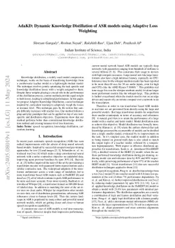 AdaKD: Dynamic Knowledge Distillation of ASR models using Adaptive Loss
  Weighting