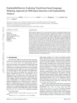 ExplainableDetector: Exploring Transformer-based Language Modeling
  Approach for SMS Spam Detection with Explainability Analysis