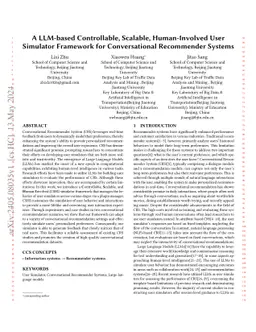 A LLM-based Controllable, Scalable, Human-Involved User Simulator
  Framework for Conversational Recommender Systems