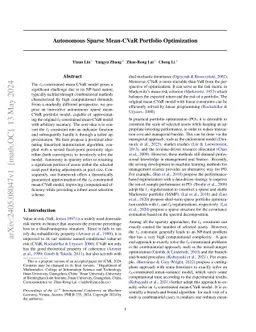 Autonomous Sparse Mean-CVaR Portfolio Optimization