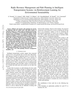 Radio Resource Management and Path Planning in Intelligent
  Transportation Systems via Reinforcement Learning for Environmental
  Sustainability