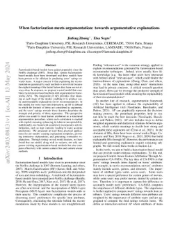 When factorization meets argumentation: towards argumentative
  explanations