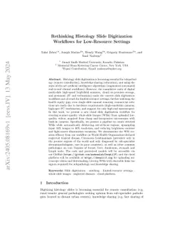 Rethinking Histology Slide Digitization Workflows for Low-Resource
  Settings