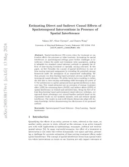 Estimating Direct and Indirect Causal Effects of Spatiotemporal
  Interventions in Presence of Spatial Interference