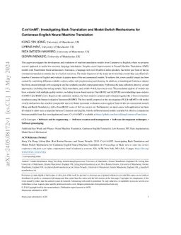 CANTONMT: Investigating Back-Translation and Model-Switch Mechanisms for
  Cantonese-English Neural Machine Translation