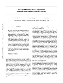 No-Regret Learning of Nash Equilibrium for Black-Box Games via Gaussian
  Processes