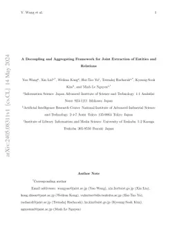A Decoupling and Aggregating Framework for Joint Extraction of Entities
  and Relations