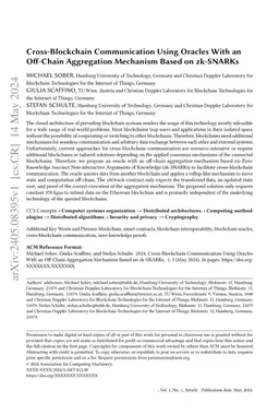 Cross-Blockchain Communication Using Oracles With an Off-Chain
  Aggregation Mechanism Based on zk-SNARKs