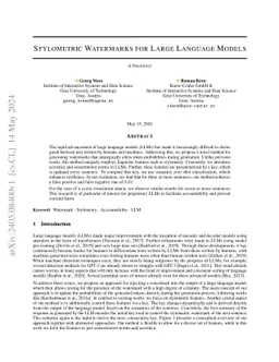 Stylometric Watermarks for Large Language Models