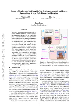 Impact of Stickers on Multimodal Sentiment and Intent in Social Media: A New Task, Dataset and Baseline
