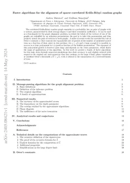Faster algorithms for the alignment of sparse correlated Erdös-Rényi
  random graphs