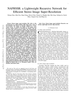 NAFRSSR: a Lightweight Recursive Network for Efficient Stereo Image
  Super-Resolution